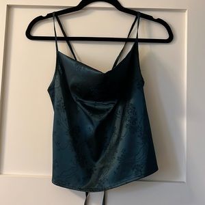 Green silk tank top